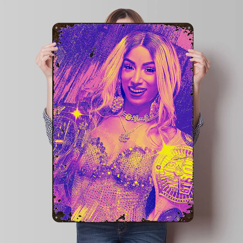 Mercedes Mone TBS and NJPW Tinplate Poster Customized Wall Art Vintage Metal Signs Retro Tin Plaque for Office Decor House Home