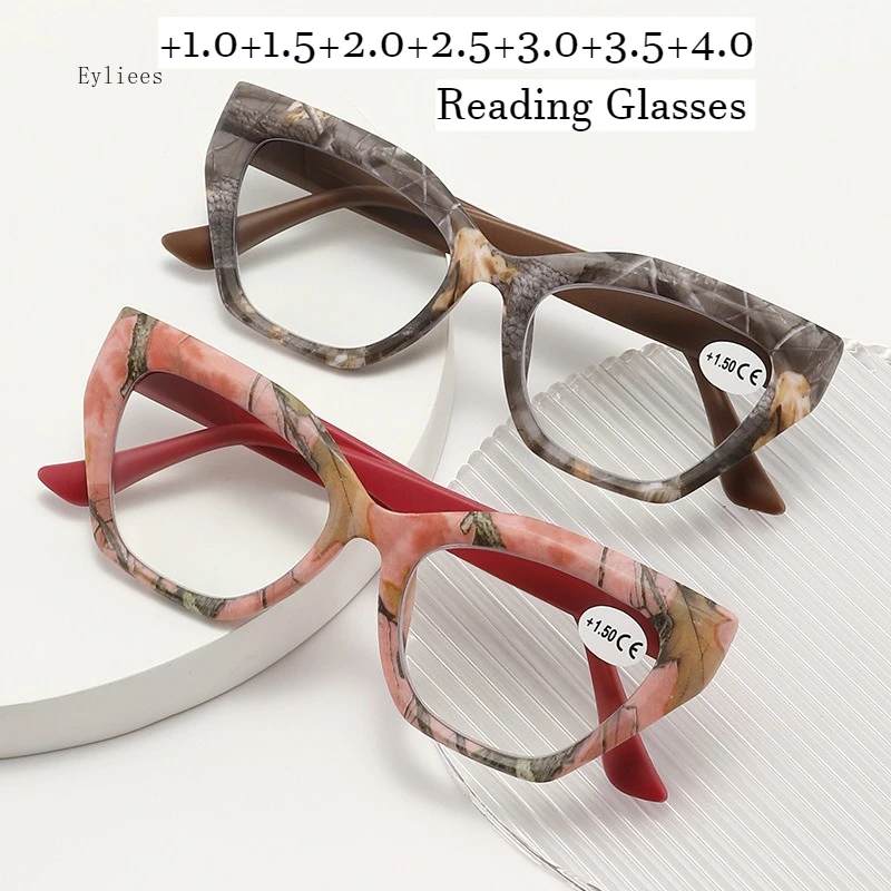

Fashion New Double Color Large Square Frame Anti Blue Light Glasses Women Computer Optics Eyeglasses Finished Reading Glasses