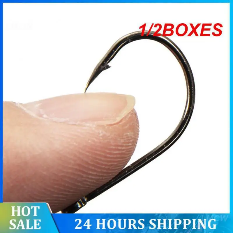 1/2BOXES Drip-shot Fishing Hooks High Carbon Steel Multiple Uses Ordinary Hook Fishing Gear Fishing Accessories With Ring