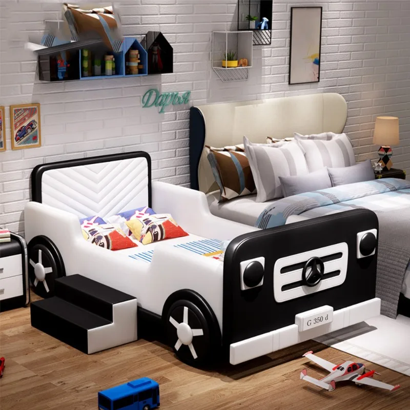 

Boy splicing bed with guardrail Small bed splicing large bed Multifunctional car widening