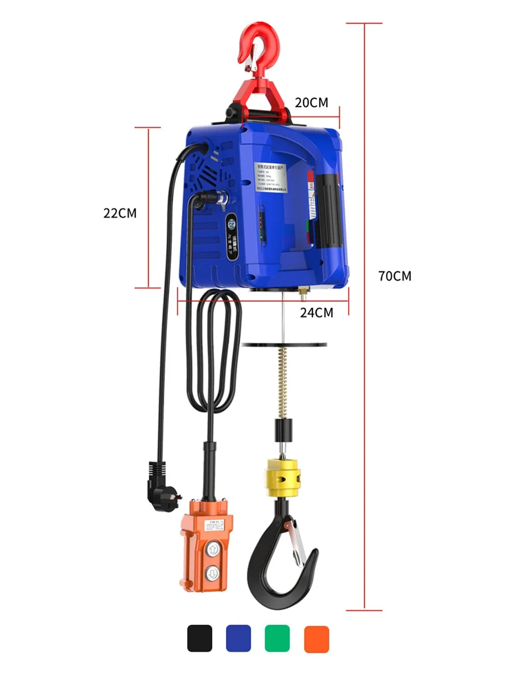 AC 220V Industrial Electric Hoist Load Capacity 500KG Portable Traction Winch Manual/Remote Control/Wire Control 7.6M Steel Rope