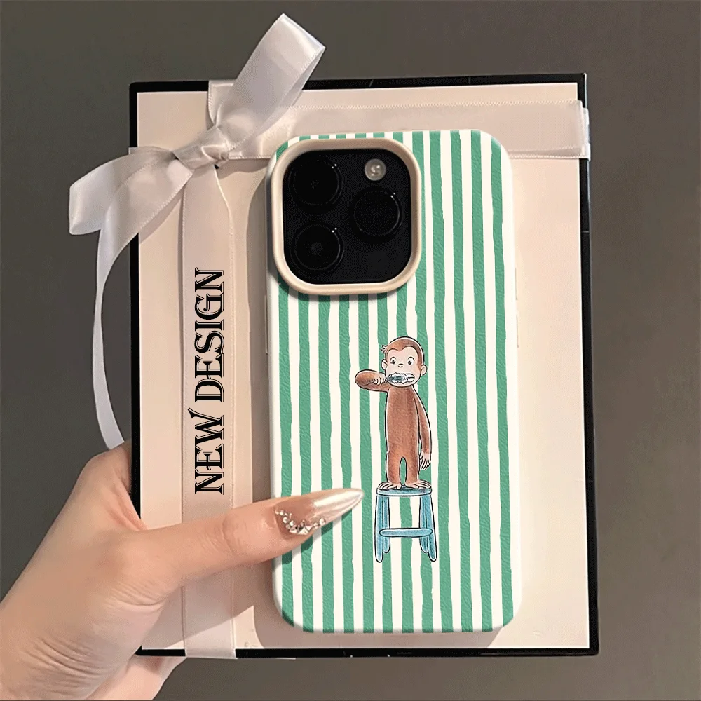 Koreanischer Stil Niedliche Cartoon-Affen-Zahnbürsten-Handyhülle für iPhone 17 16 15 14 13 12 11 Pro Max Plus X XR Silikon-Softcover – Detail 1