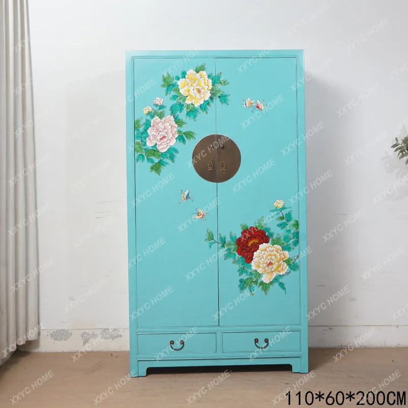 New Chinese hand-painted bedroom home wardrobe storage cabinet
