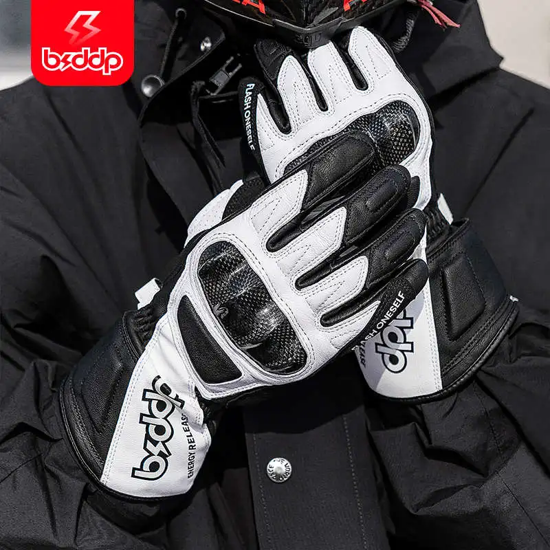 

Motorcycle Gloves Men Touchscreen Motocross Gloves Carbon Fiber Shell Protection Motorbike Gloves Leather ATV MTB Racing Gloves