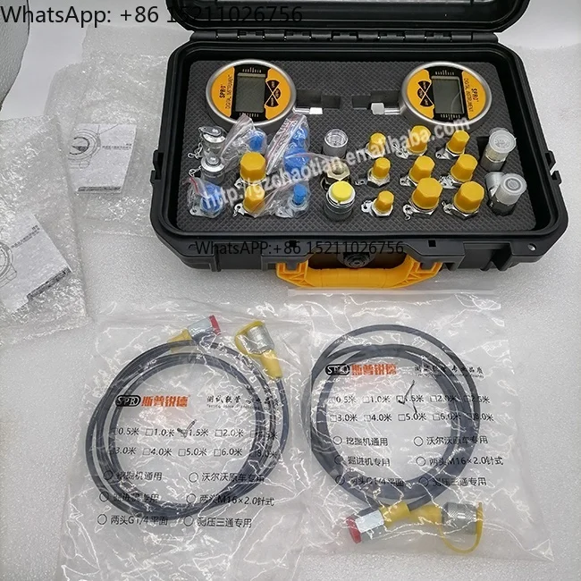 Medidores de presión hidráulica digitales universales Kit de prueba de presión hidráulica de excavadora Manómetro de 0-60Mpa