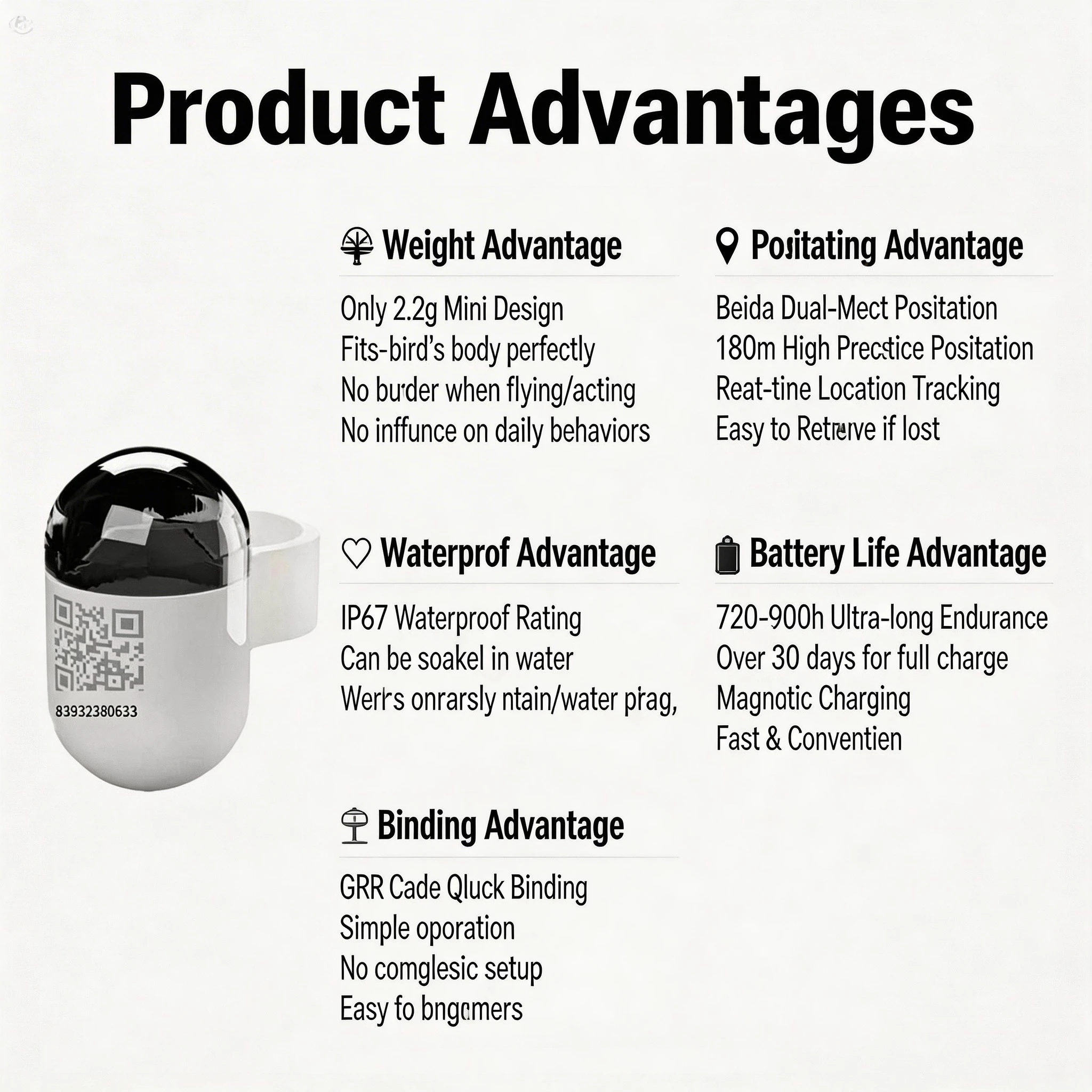 Mini ip67 waterproof and dustproof bird GPS locator for outdoor bird activity locatoring