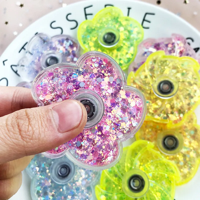 Fidget Spinner Rustling Portatile ad alta velocità di rotazione Giroscopio rotante simile a petalo Regali giocattolo antistress da scrivania con paillettes colorate