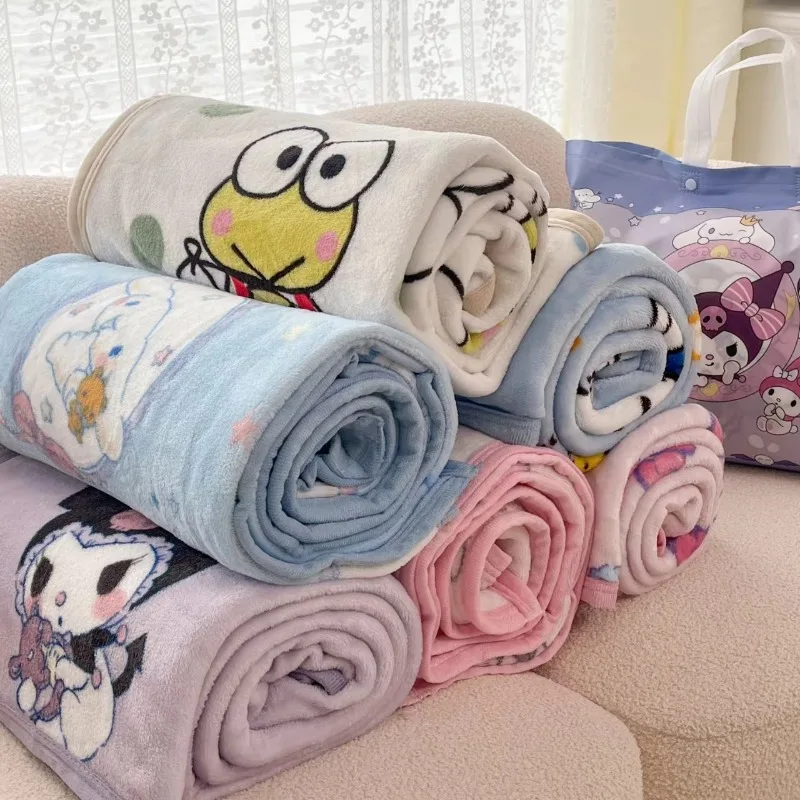 Cartoon Hello Kitty Sanrio Cute Double Sided Milk Velvet Sofa Touring Car Air Conditioning Blanket Office Napping Blanket