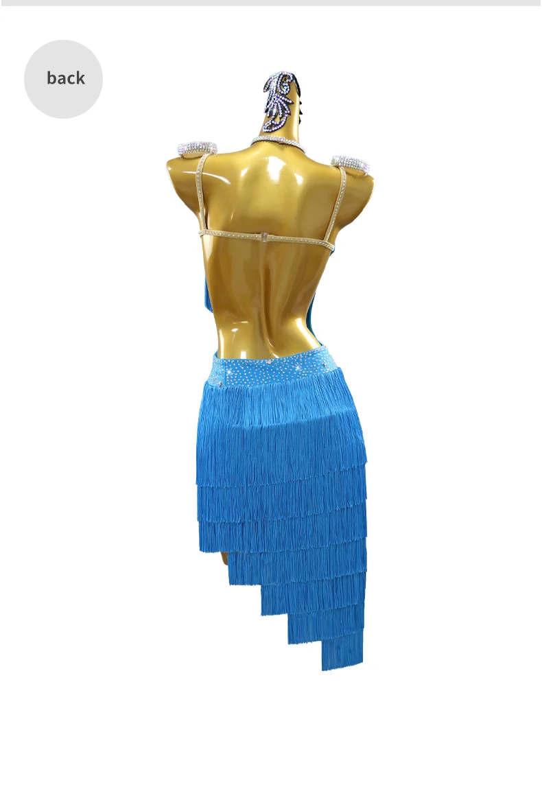 Lateinamerikanisches Tanzkleid, Mädchen-Ballsaal-Sportkostüme, Damen-Trainings- und Karnevalskleidung, weibliche Festtagsoutfits, Party- und Wettbewerbsanzüge. – Detail 10