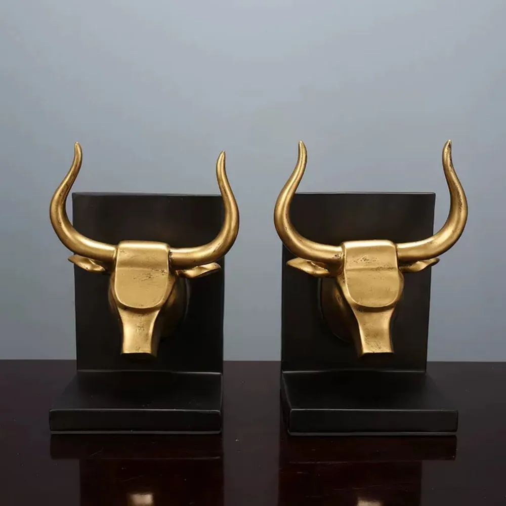 Light Luxury Ox Bookend Nordic Creative Office Desk Decor for Study Bookshelf Book Stopper Ornament