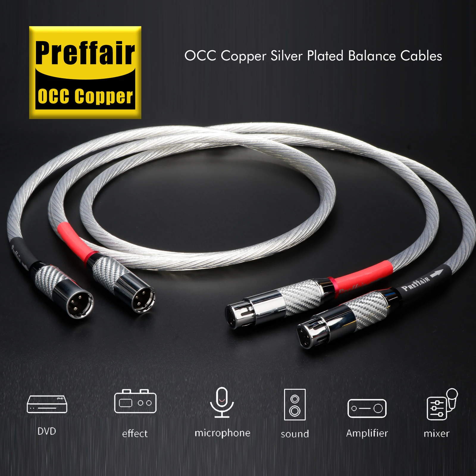 HIFI XLR Balanced Cable Reference Interconnects Audio Wire Line With Carbon Fiber Female to Male