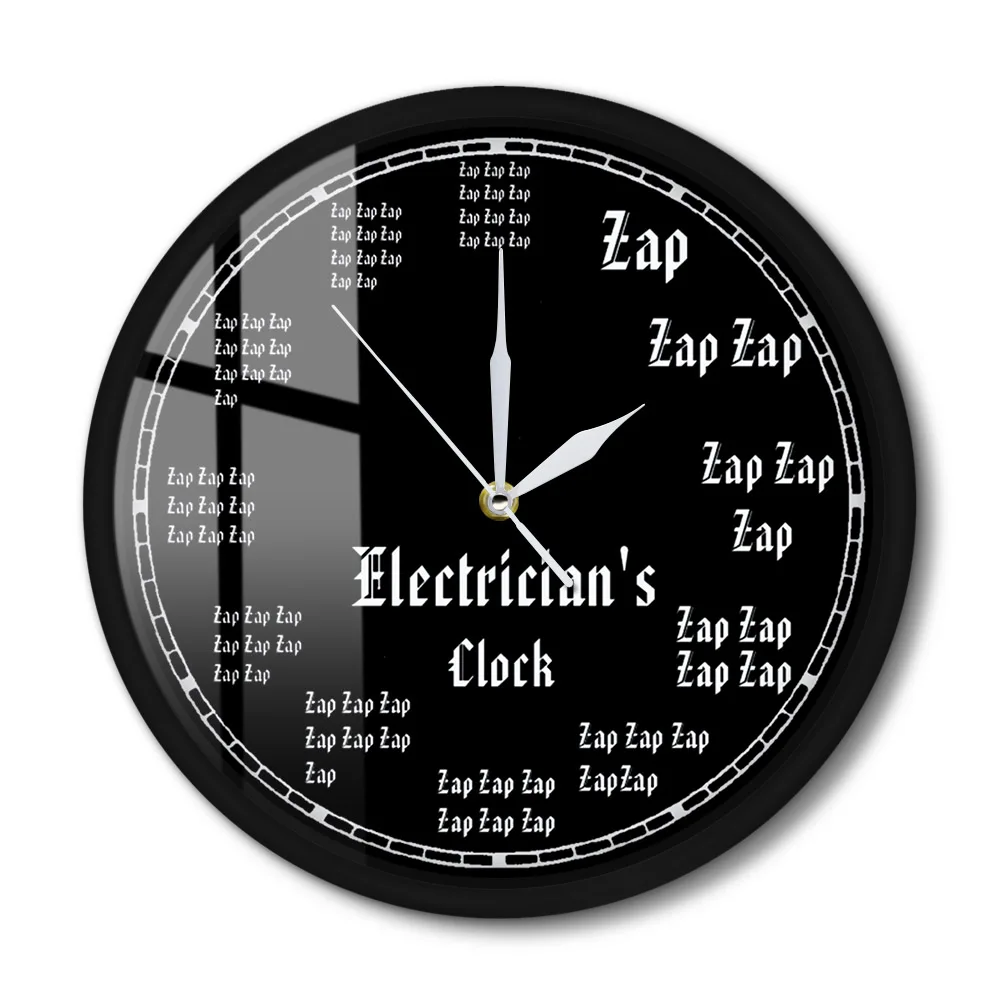 Electrician's Clock Profession Metal Frame Wall Clock Silent Zap Lightning Wall Art Home Decor For Handyman Electrical Worker