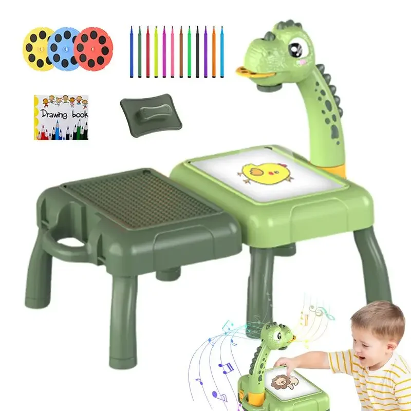 Crianças led projetor mesa de desenho brinquedo pintura conjunto mesa placa educacional ferramentas aprendizagem pintura brinquedos para crianças
