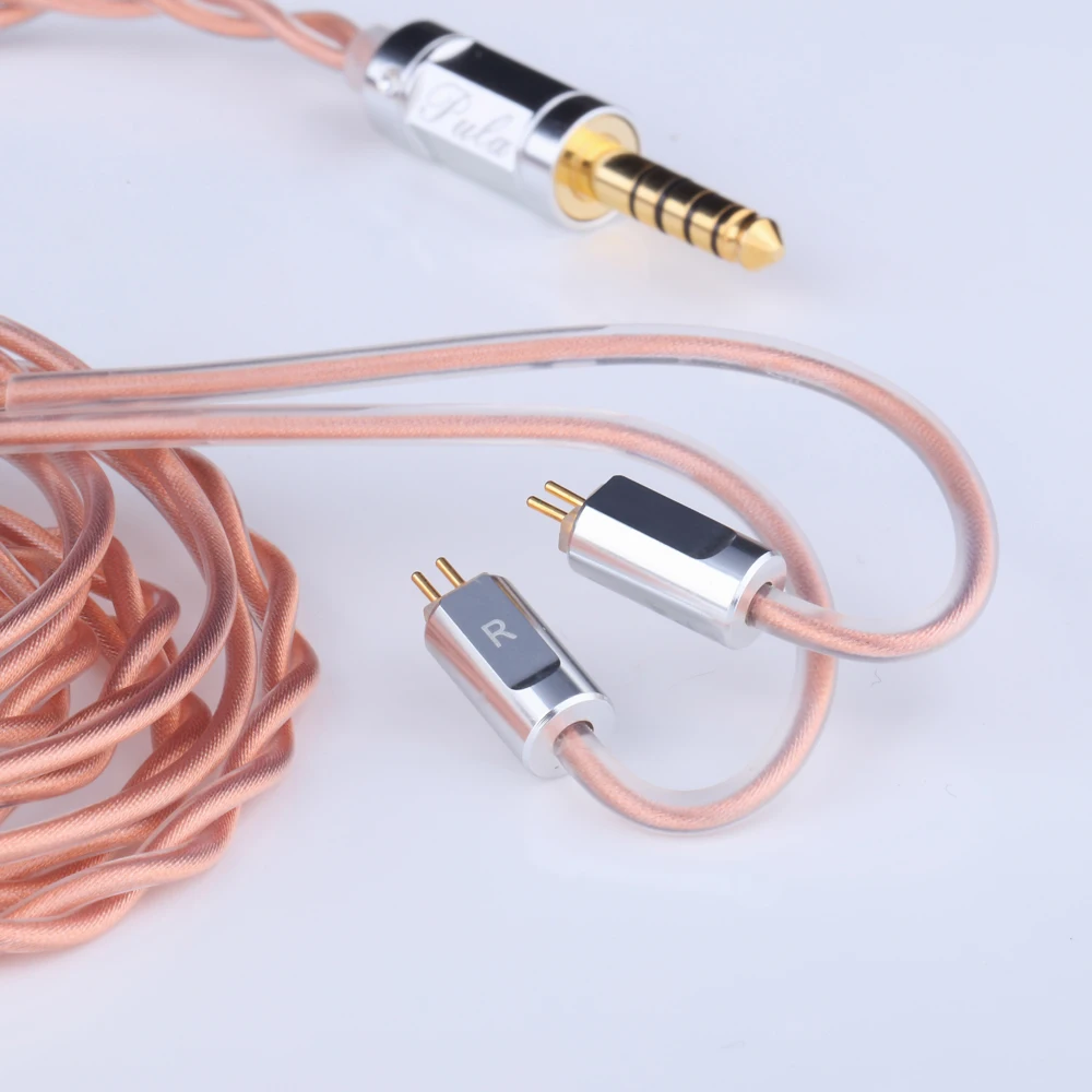 Kabel PULA słuchawki hi-fi IEM pojedynczy miedziane z kryształami przewód modernizacyjny 2.5/3.5/4.4mm typ C wtyczka 0.78mm 2-pinowa złącze MMCX