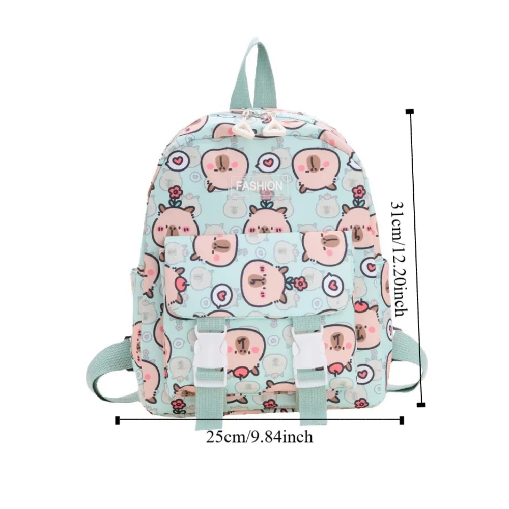 Large Capacity Capybara Nylon Backpack Lightweight Printing Cartoon Animal Daypack Korean Style Wide Straps