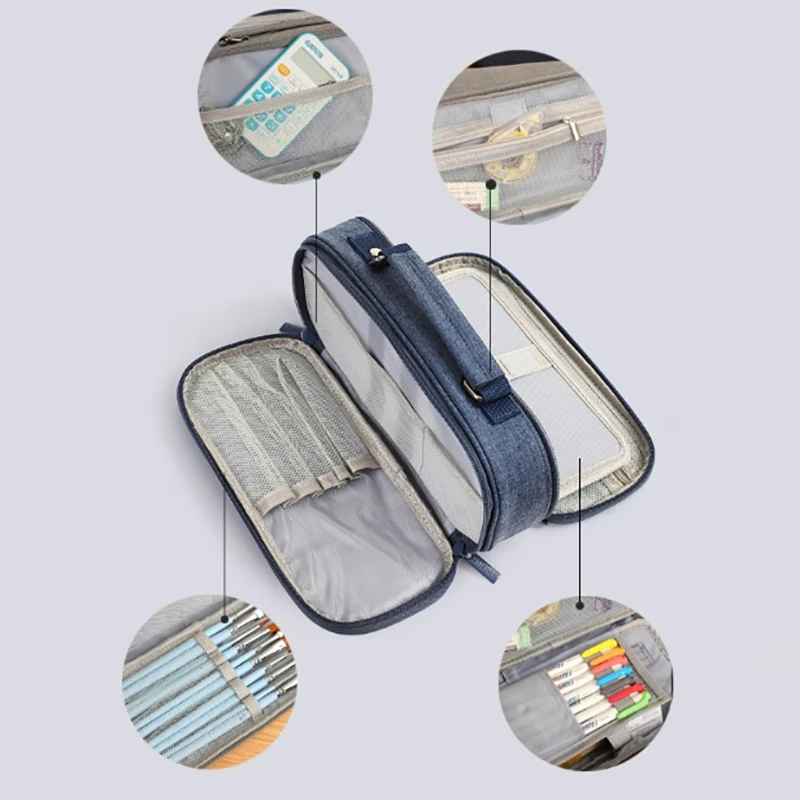 Custodia per cancelleria estetica a matita di grande capacità ispessente per custodia da scuola per astuccio in tela per ragazze e ragazzi