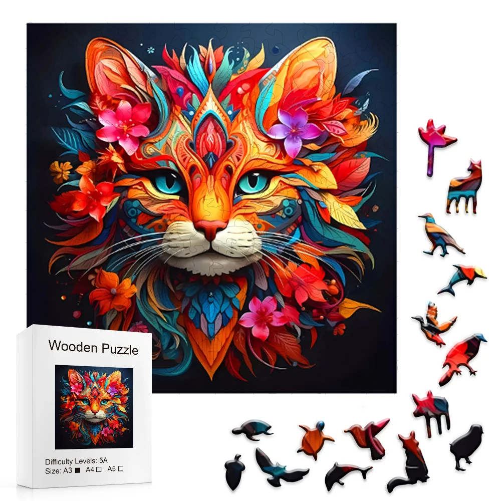 

Beautiful Decorative Cat Like Flowers - Wooden Puzzle for Advanced Players - Creative Gifts of Various Special Shapes Adult Gift