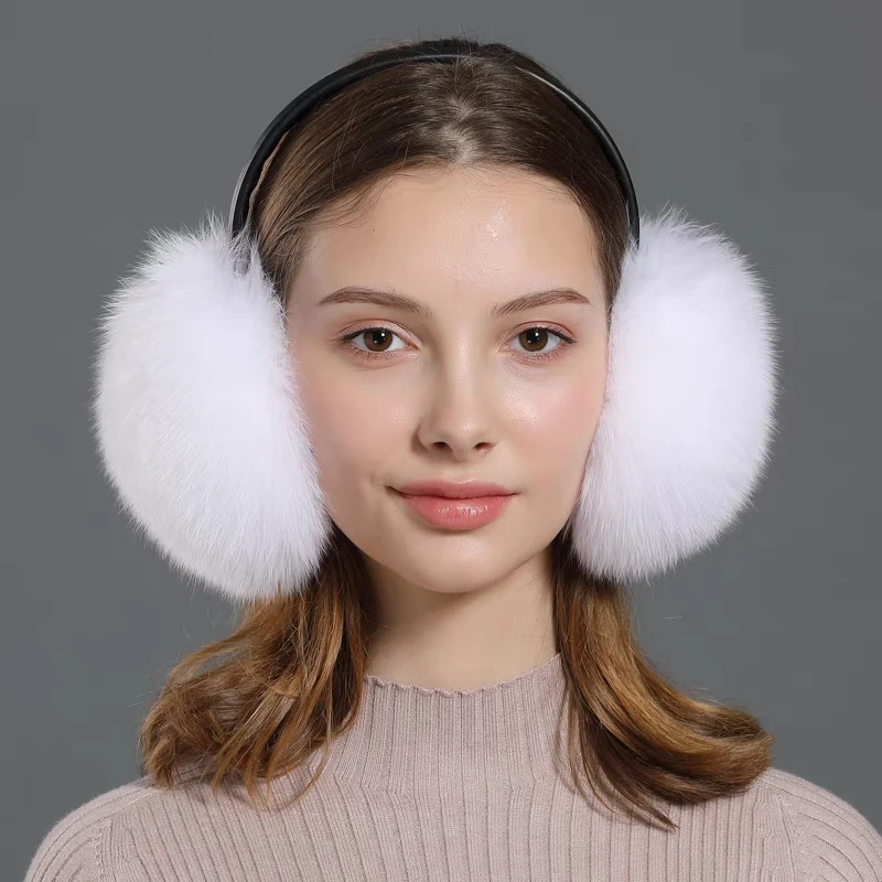 Winter Outdoor Warm Fluffy Outfits Real Fox Fur Earmuffs CX-A-73C