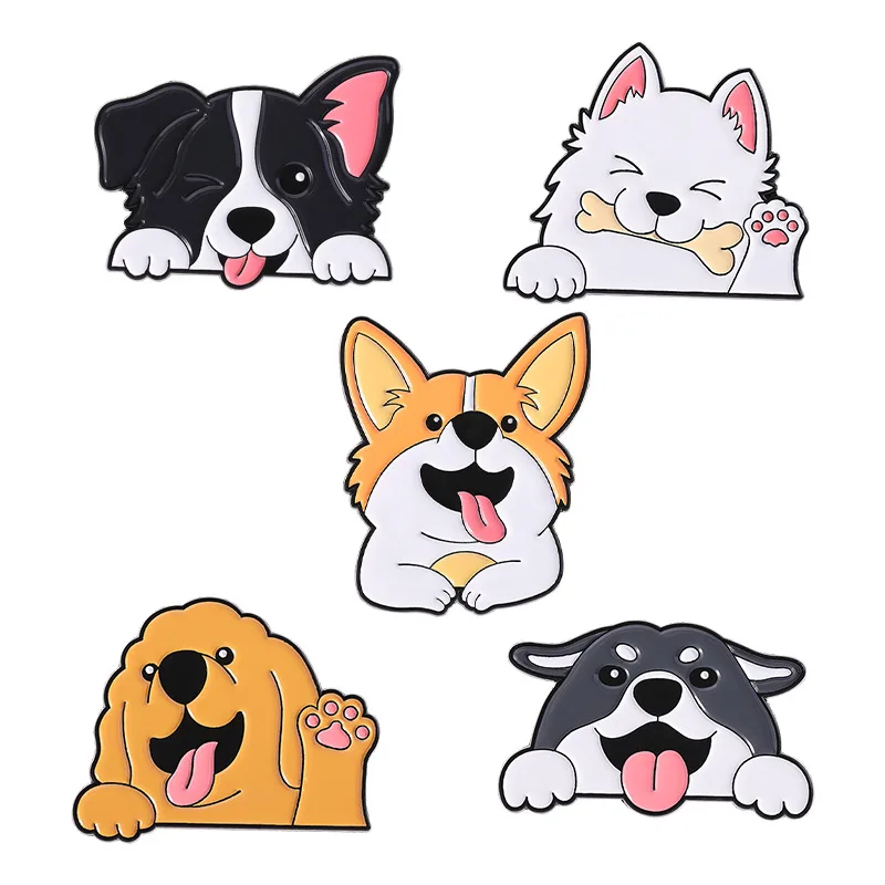 Cartoon Animal Fun Akita Dog Enamel Pins Creative animal shaped golden fur Dog Brooches Lapel Badge Jewelry Gifts for Friends view 2