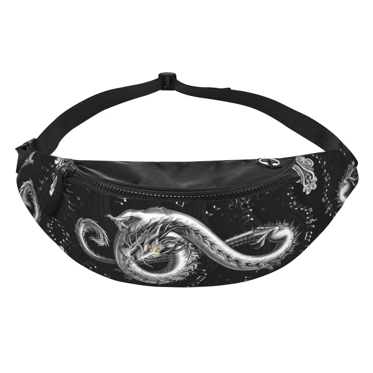 Custom Treble Clef Music Dragon Fanny Pack Men Women Crossbody Waist Bag for Traveling Phone Money Pouch