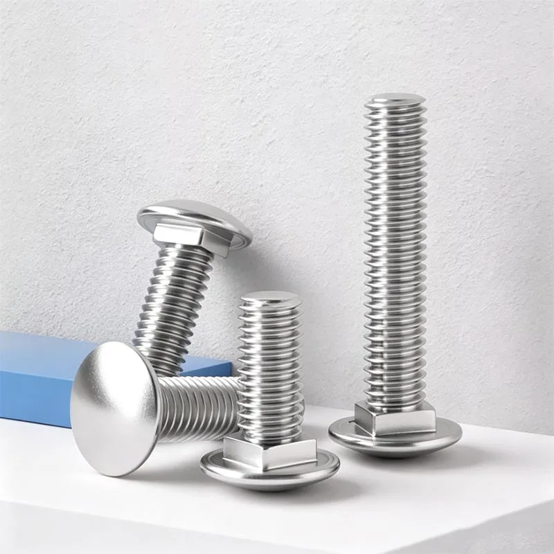 1-10pcs Carriage Bolt 304 Stainless Steel Round Head Square Neck Screw M4 M5 M6 M8 M10 M12 Length 10mm~100mm