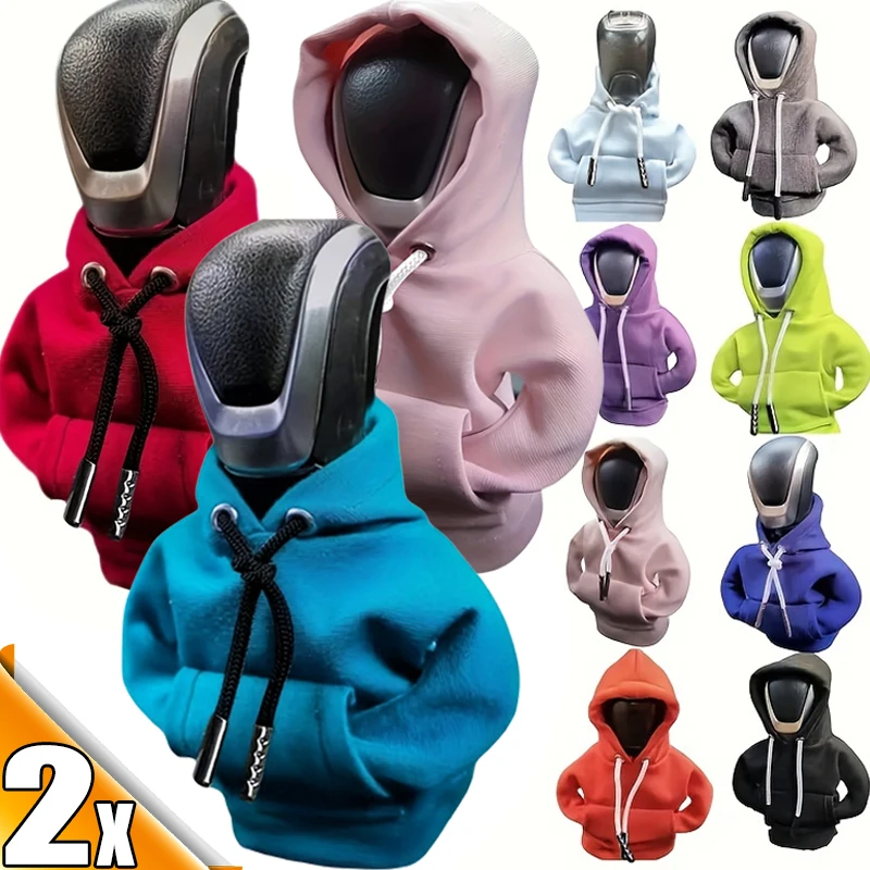 1/2pcs Hoodie Car Gear Shift Cover Fashion Gearshift Hoodie Car Gear Shift Knob Cover Handle Gear Sweatshirt Change Lever Cover