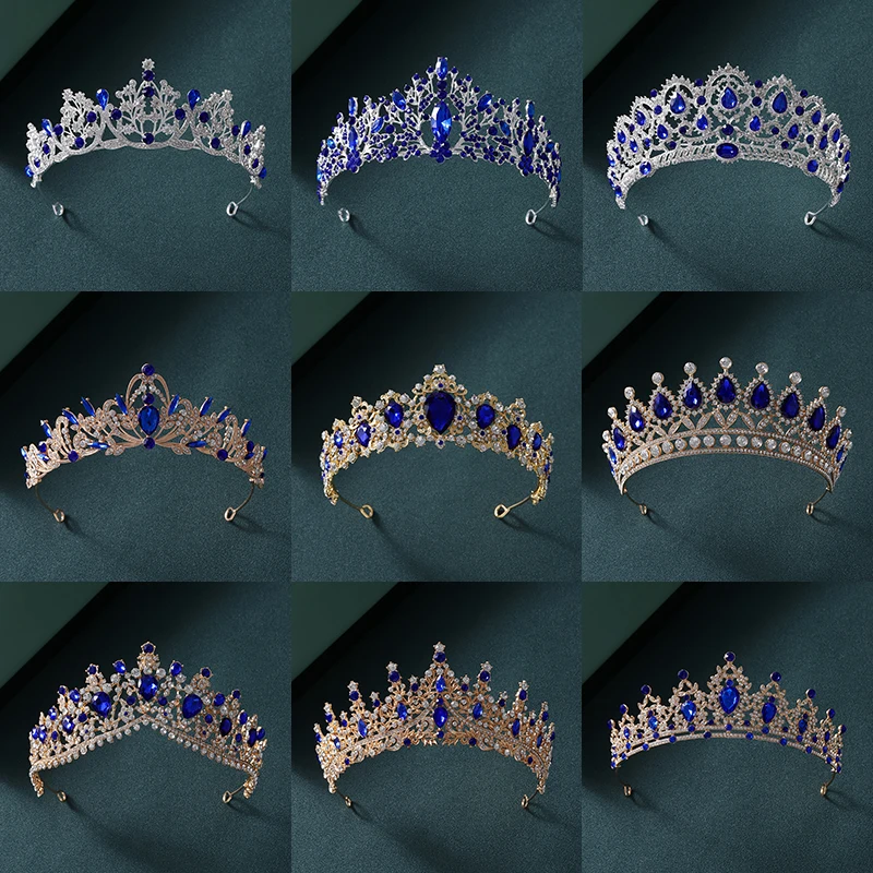 Itacazzo Bridal Headwear Crown, Classic Royal Blue - ColourTiras Suitable for Women's Wedding and Birthday Parties