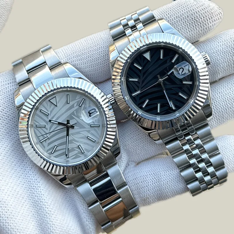 ل NH35 ساعة ميكانيكية سجل الكلب الأسنان الدائري تعديل المحار الأبدي سلسلة نموذج 316L الفولاذ المقاوم للصدأ الياقوت الزجاج #2