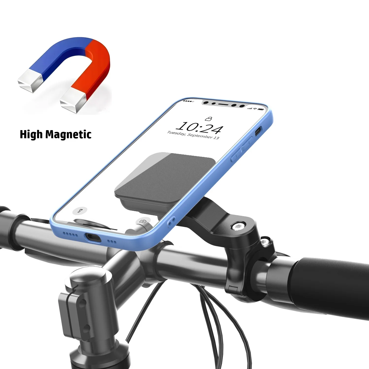 

Магнитный держатель для телефона на мотоцикле, велосипед, кронштейн, демпфер вибрации, самоблокирующаяся поддержка руля велосипеда MTB для телефона 4,7-7,2 дюйма