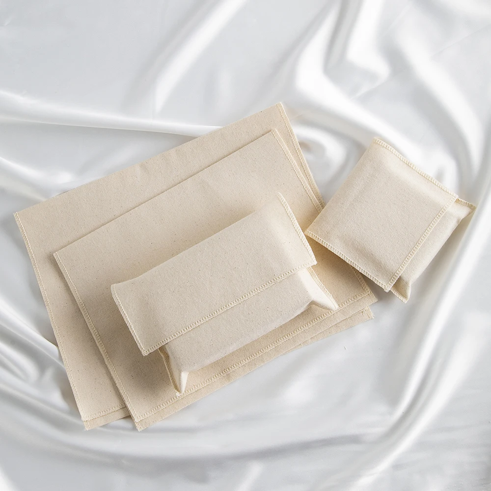 10Pcs Canvas Muslin Envelope Flap Bag Natural Cotton Jewelry Pouches For Box Book Phone Power Bank Headset Organizer Travel Sack