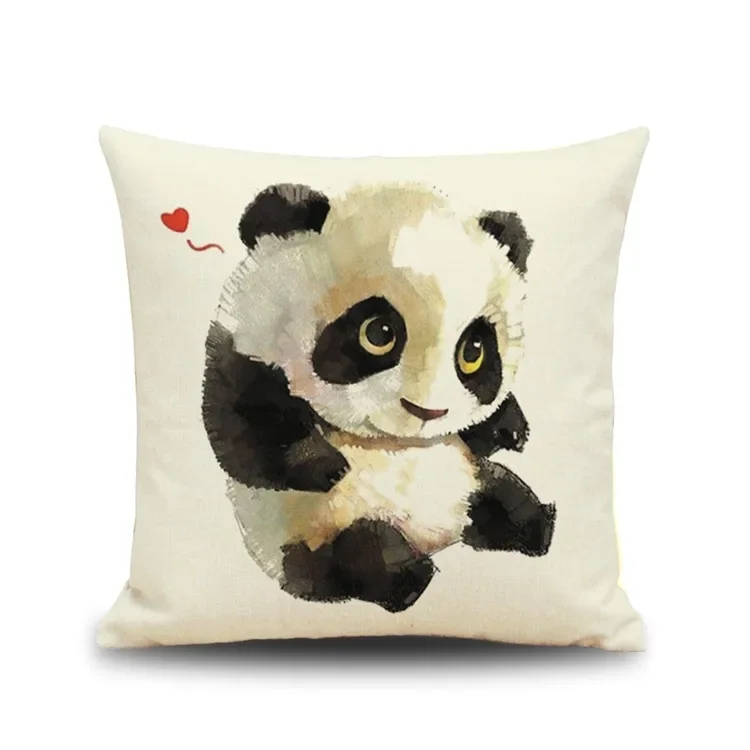 Cute animal panda throw pillow cover with short plush print for living room decoration cushion cover pillow covers decorative