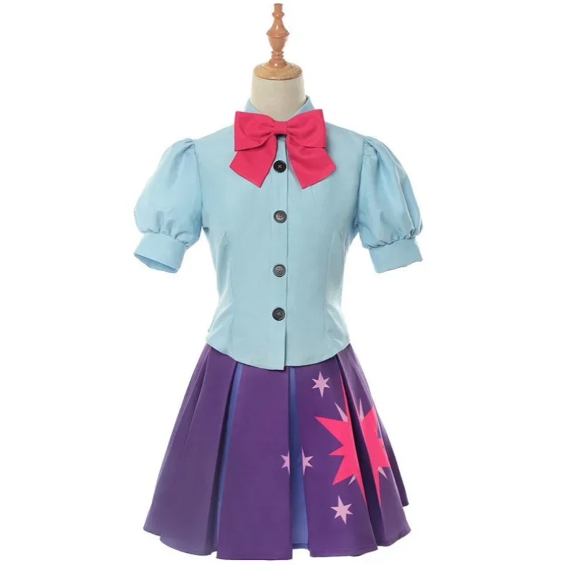 Twilight Sparkle Costume Human Dress Cosplay Costume Sailor Shirt Short Dress Halloween Carnival Party Uniform Set