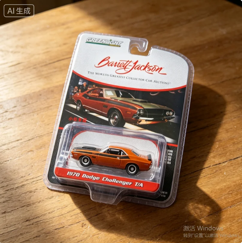 Green Light 1:64 Barrett Jackson Series 14-1970 Dodge Challenger T/A Burning OrangeCar Model Alloy Model Collectibles Children's