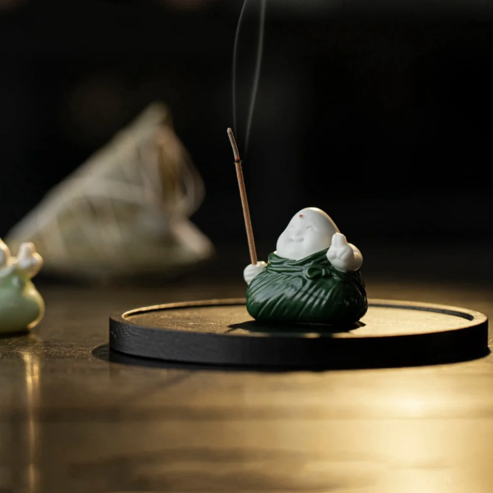 Zongzi Censer Incense Stick Holder Ceramic Home Decor Zongzi Censer Zen-like Reflux Stick Incense Burner Dragon Boat Festival