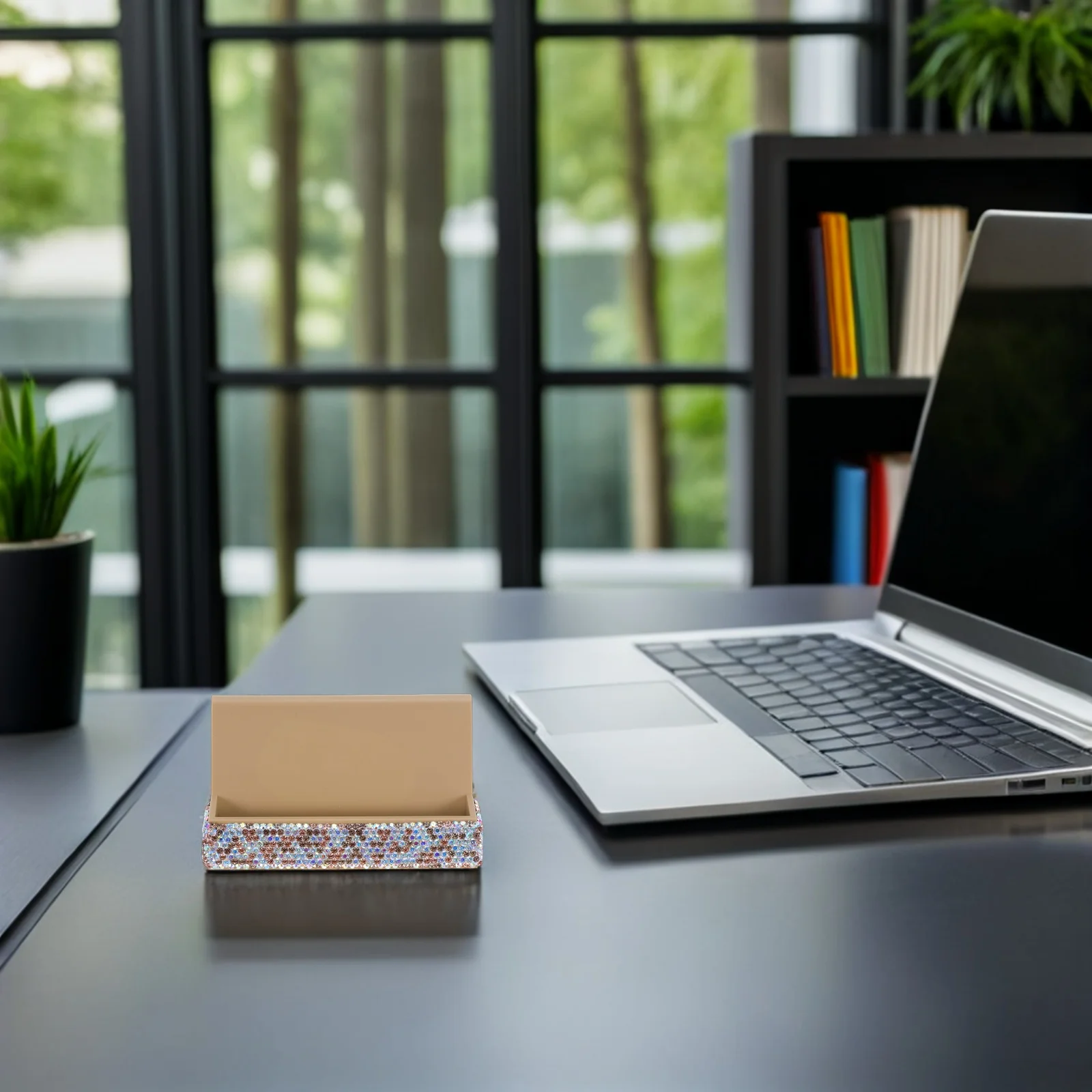 

Crystal Business Card Holder for Desk - Rhinestones Desktop Card Display Stand Office Organization Accessory Gift for Women