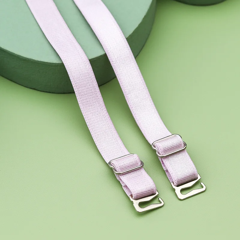 1 Pair Bra Shoulder Straps Non-slip Straps Summer Stainless Steel Solid Color Cloth Shoulder Straps Elastic Underwear Accessory