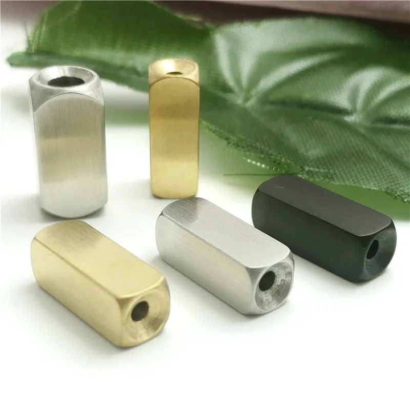 20pcs/Lot 6x16mm Stainless Steel Custom Logo Rectangle Bar Beads Brush Finished Personalzied 3D Bracelet Beads Diy Space Beads