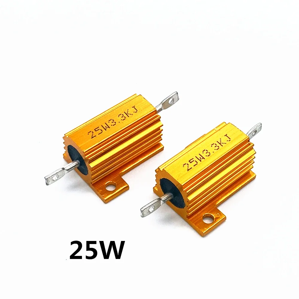 2 قطعة 10 واط 25 واط 50 واط 100 واط الألومنيوم عالية الطاقة علبة معدنية Wirewound المقاومات الثابتة 0.01 - 10 كيلو أوم الدمية تحميل سلك الجرح المقاومة