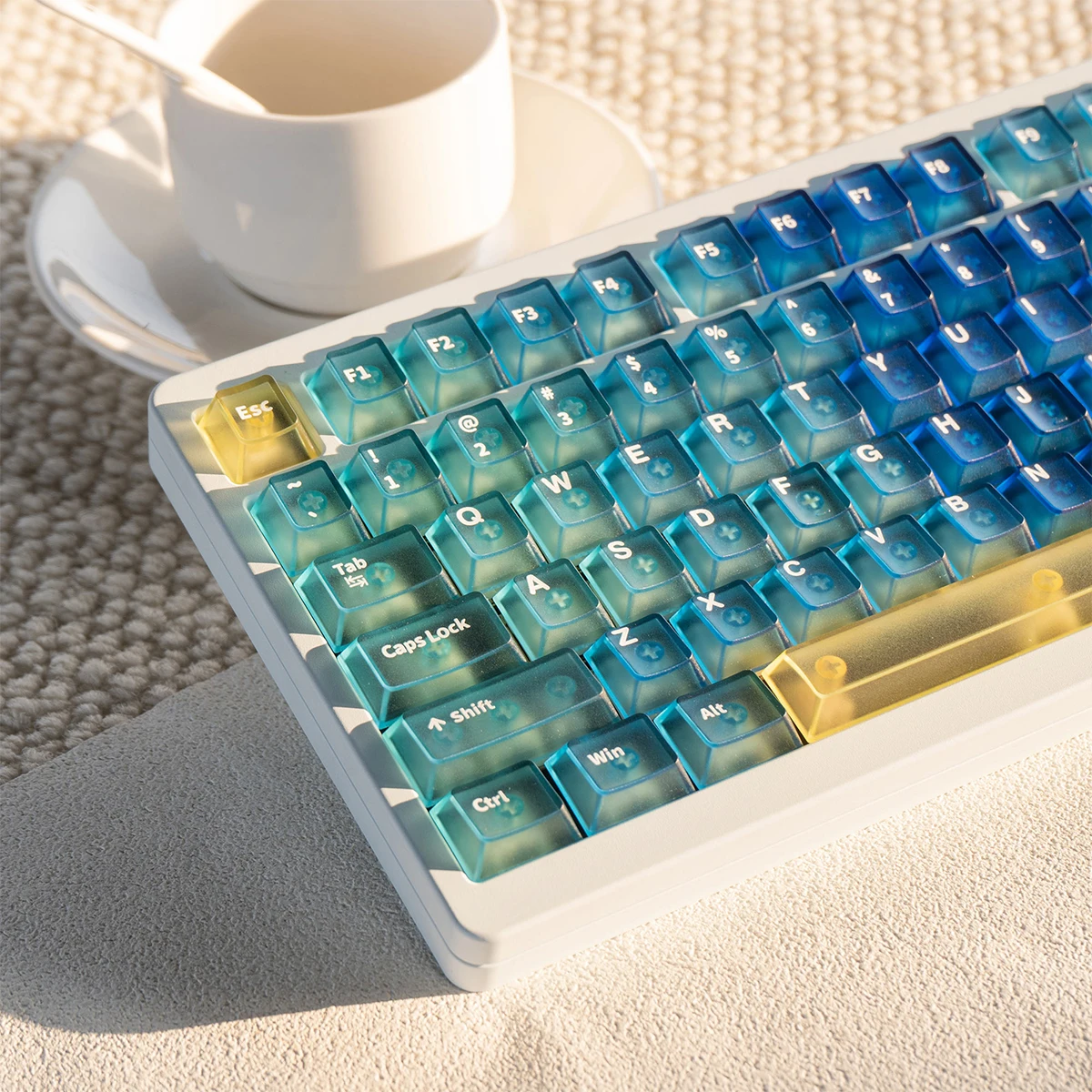 Wooting morning C night A gradual change of blue mist transparent keycap customization A full set of PC pad printing Original me