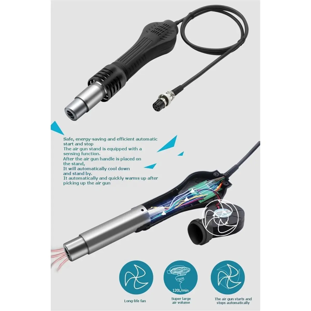 New Electronics 2 in 1 Soldering Station 750W with Hot Air Handle W/Soldering Iron Tip for Phone PCB IC SMD BGA Welding EU Plug