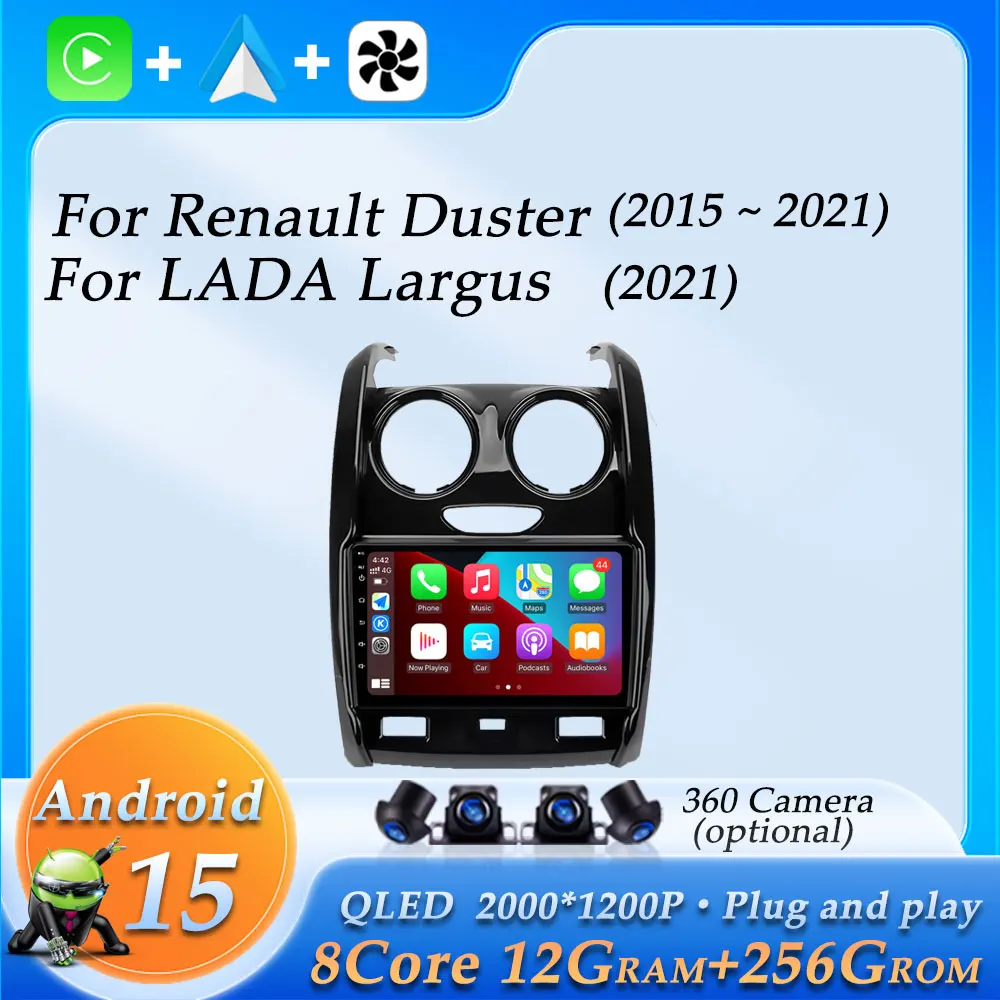 

Car Radio Video Multimedia Player for Renault Duster 2015 - 2021 for LADA Largus 2021 Wireless CarPlay GPS Navigation DSP Stereo