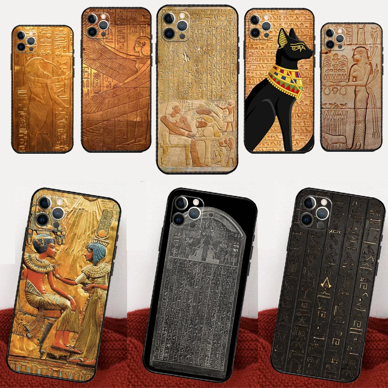 Ancient Egypt Cuneiform Phone Case For iPhone 16 15 12 13 11 14 Pro Max Mini X XR XS Max 6S Plus Coque