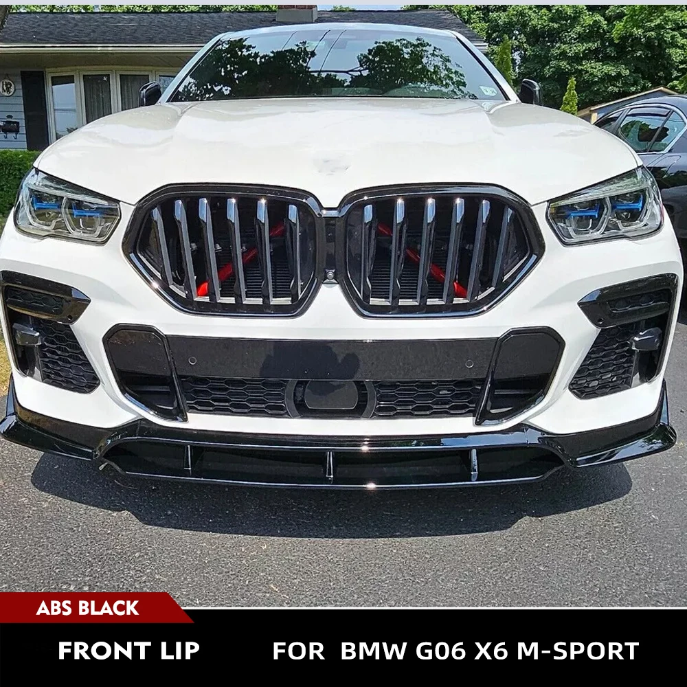 For BMW X6 G06 M Sport Utility 4-Door 2020-2022 Car Front Lip Car Front Bumper Lip Body Kit Trim Protection ABS Gloss Black