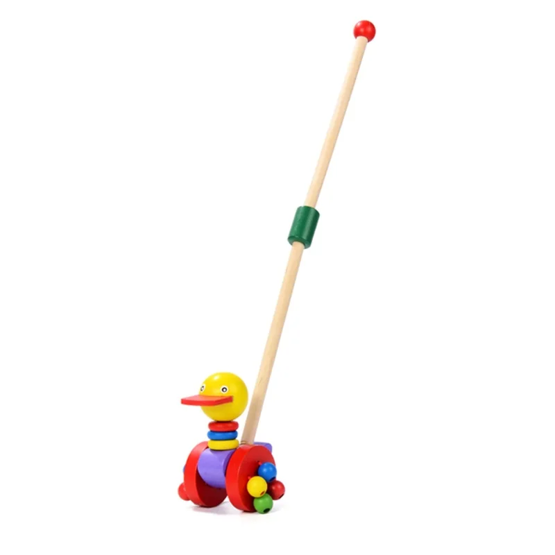 Wooden Baby Walker Wooden Push And Pull Walking Toy Kid Learn Walking Waddling Animal Push Along Toy