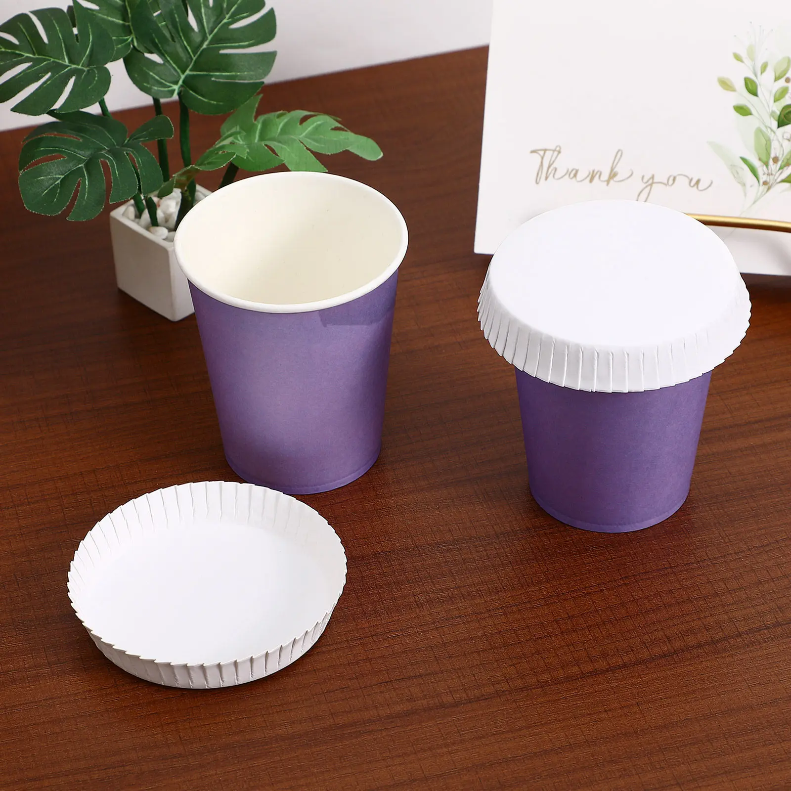 100Pcs Disposable Paper Cup Lids Splashproof Insect Proof Drink Covers for Coffee Juice Tea Hotel Restaurant Use