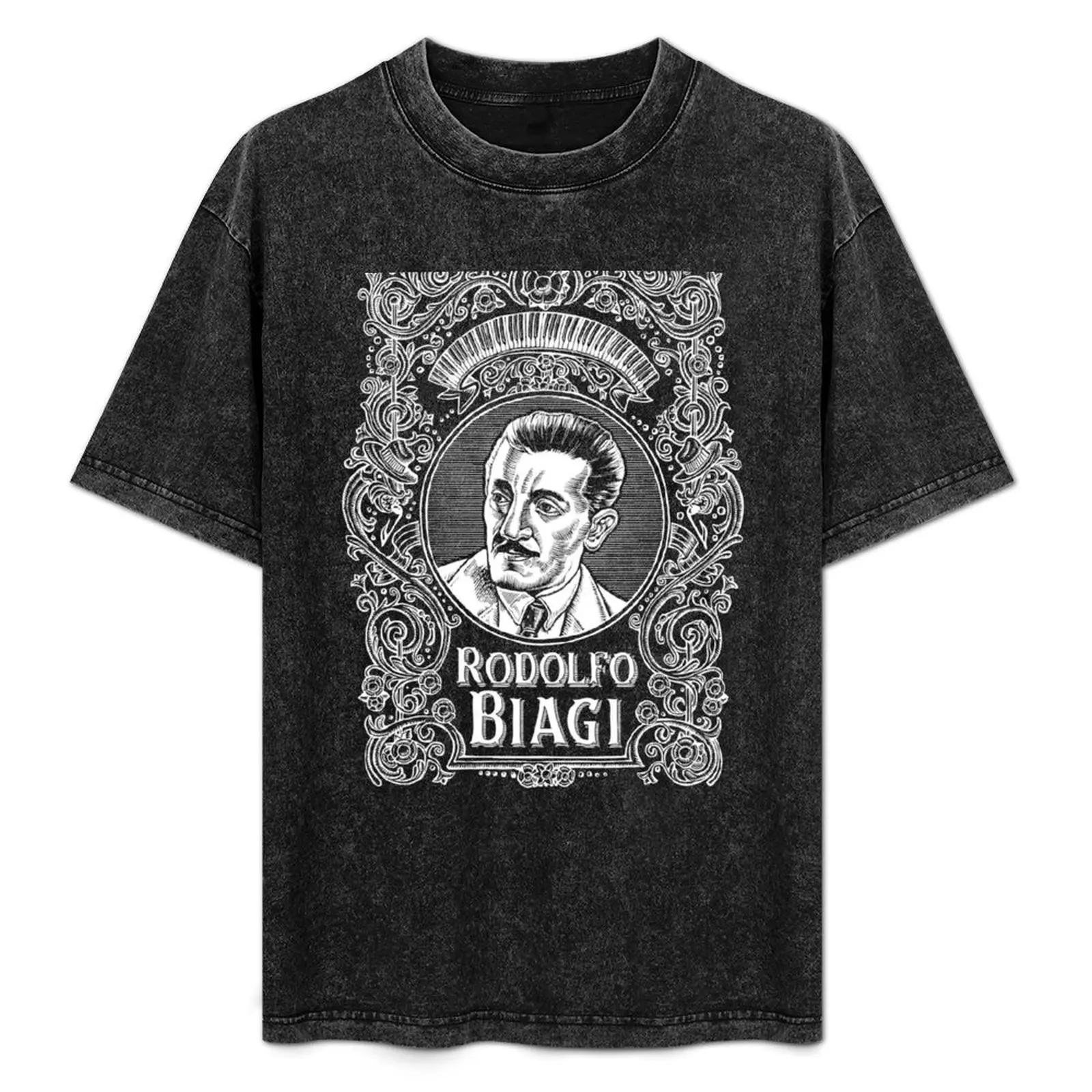 Camiseta Rodolfo Biagi (impresión blanca) Camiseta básica de manga corta de color liso
