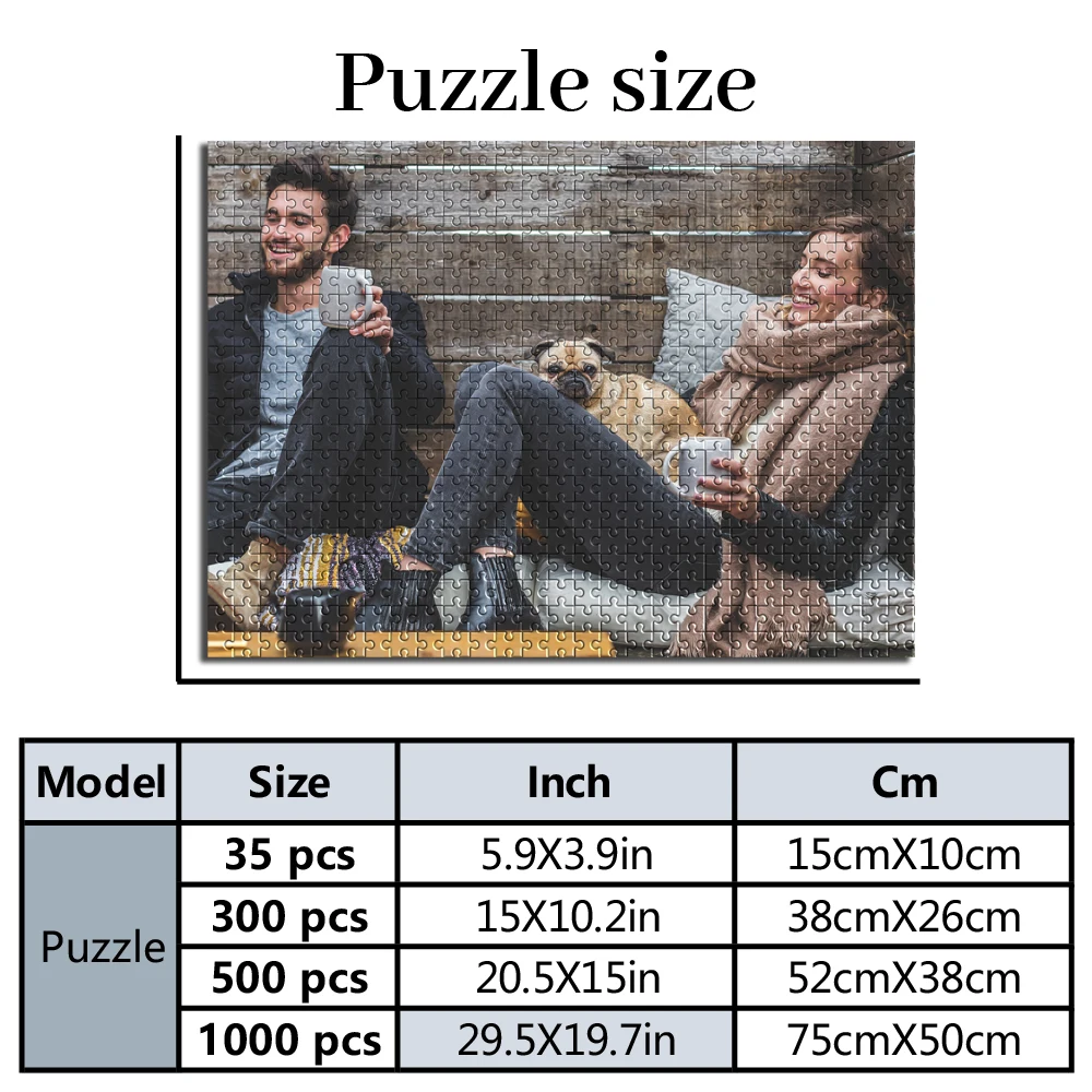 Personalized Custom Photo Puzzle Customize Cozy Home Couple With Pet Theme Puzzle Multiple Sizes Available