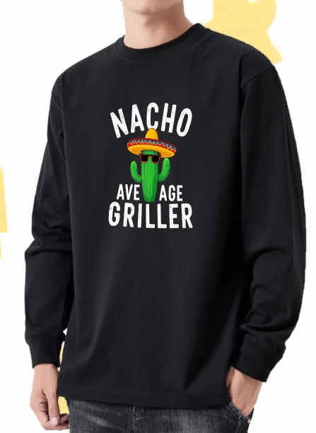 

Футболка для мужчин, осенняя спортивная базовая футболка с длинными рукавами и графическим рисунком Nacho Cactus, уличная одежда в стиле хип-хоп, футболка с принтом, трикотажные изделия для бега