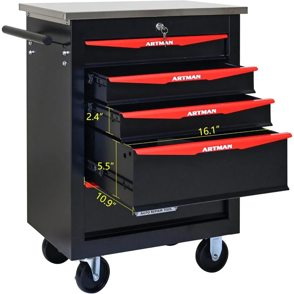 Cassettiera portaoggetti multifunzionale per attrezzi con 5 cassetti, organizer per carrello resistente per garage e officina