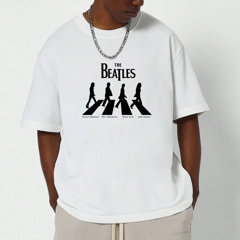 

Graphic T Shirts Cotton Y2k Men's Clothing Printed The B-Beatles Band Gifts for Men Oversize Short Sleeve Tee Personalized